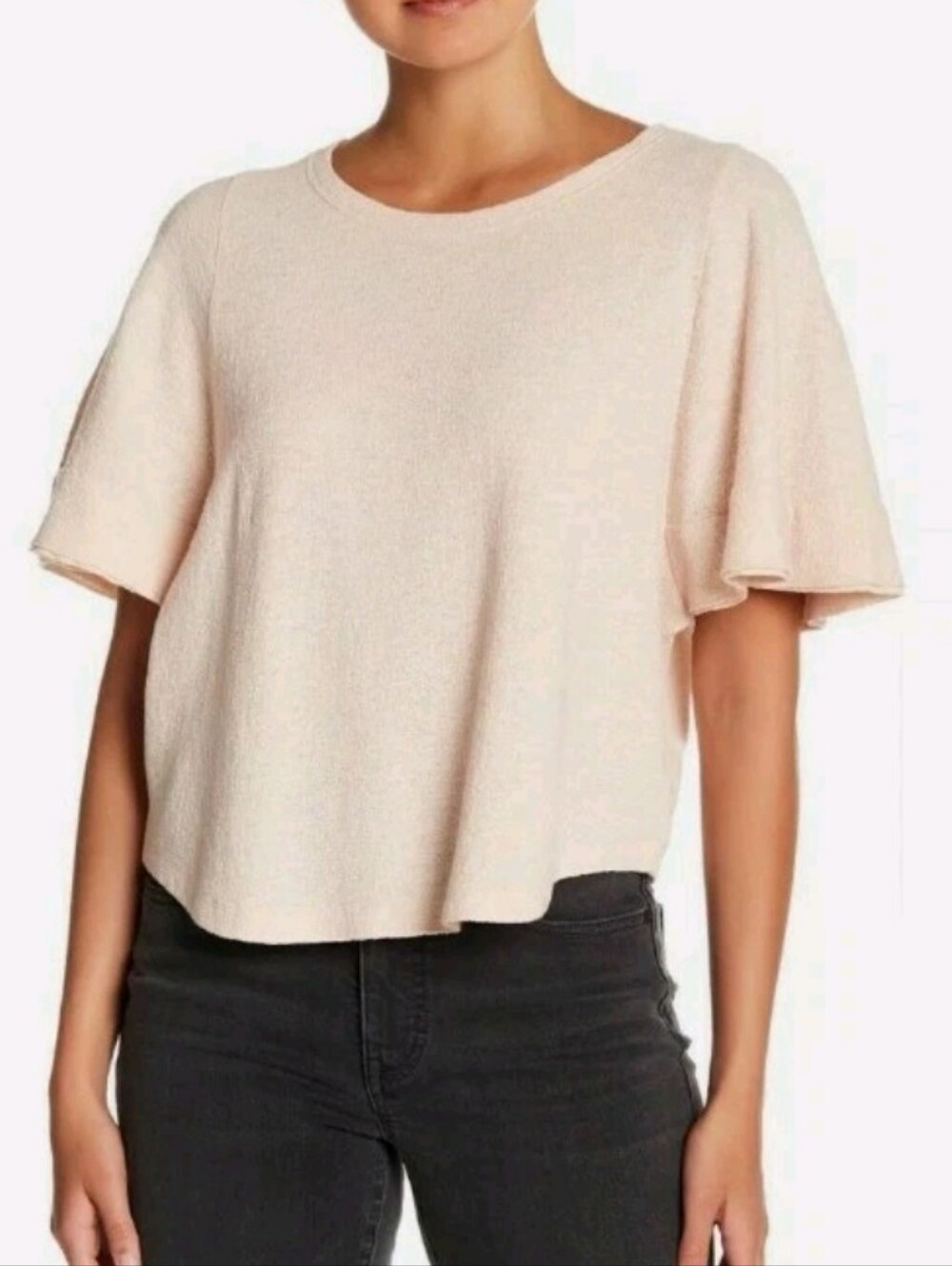 Madewell Flutter Sleeve Ingrid Top Dolman Blush Pink Cotton Boxy Oversized  S